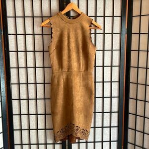 Suede (faux) pencil dress with cutouts size S/M